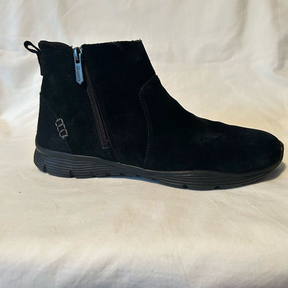 Sketchers Boots Womens 8.5 Leather Memory Foam Air Cooled Black Zip Up Comfort - Picture 5 of 15
